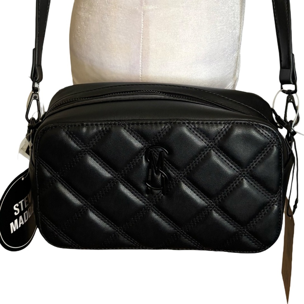 Steve Madden Bwallie Boho Quilted Black Crossbody Bag - Picture 2 of 8